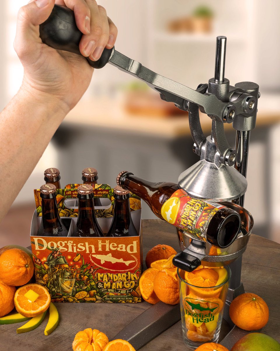 Are you ready to CRUSH it this summer?! Mandarin &amp; Mango Crush is a citrus-forward fruit beer brewed with boatloads of tart mandarin oranges and juicy Alphonso mangoes. Check out dogfish.com/fishfinder to help you find some in your neck of the woods! 🍊🥭