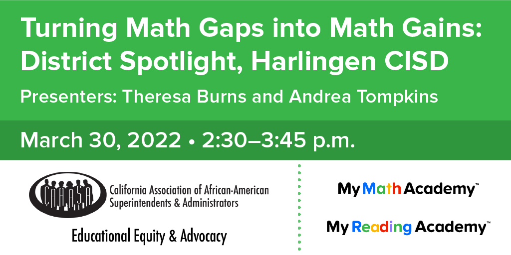 AofLSchools's tweet photo. @AofLSchools is at @theCAAASA  this week. If you are attending, join us today at 2:30 pm PST for a presentation on “Turning Math Gaps Into Math Gains.” Learn more about how My Math Academy delivers proven results by addressing learner variability. https://t.co/1bFEyt3PZ7
