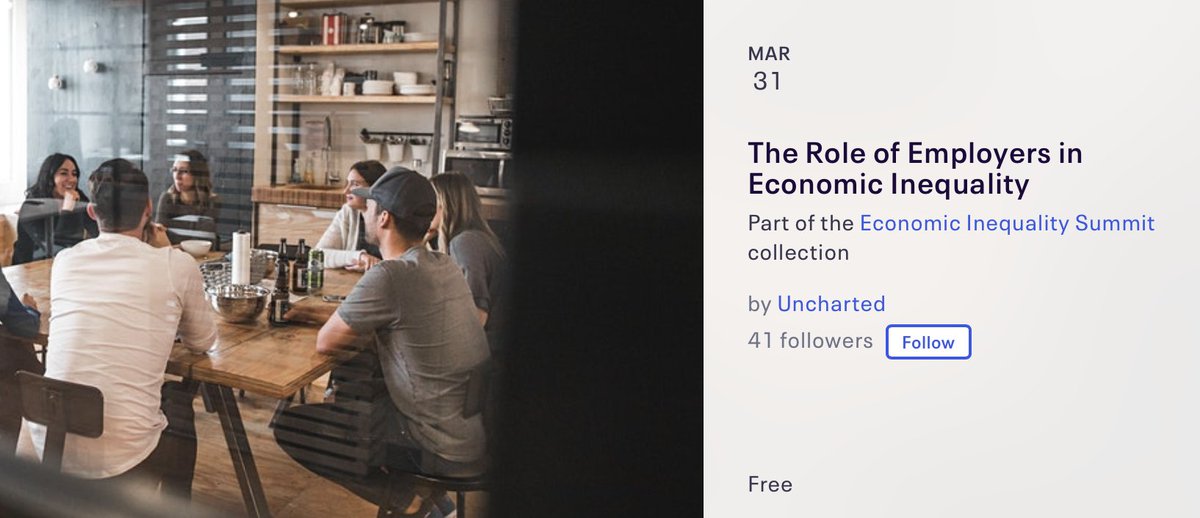 Happening tomorrow: March 31

The role of #employers in economic inequality -- a free webinar from @ThisIsUncharted #UnchartedEII

eventbrite.com/e/the-role-of-…