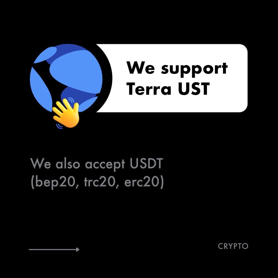 GoHyperschool's tweet photo. We have an update in cryptocurrency wallets, now we also support UST. In total, pool calculations are now available for:

- USDT Binance (bep20)
- USDT Tron (trc20)
- Terra UST 
- USDT Ethereum (erc20) https://t.co/SdcK69Ux7P