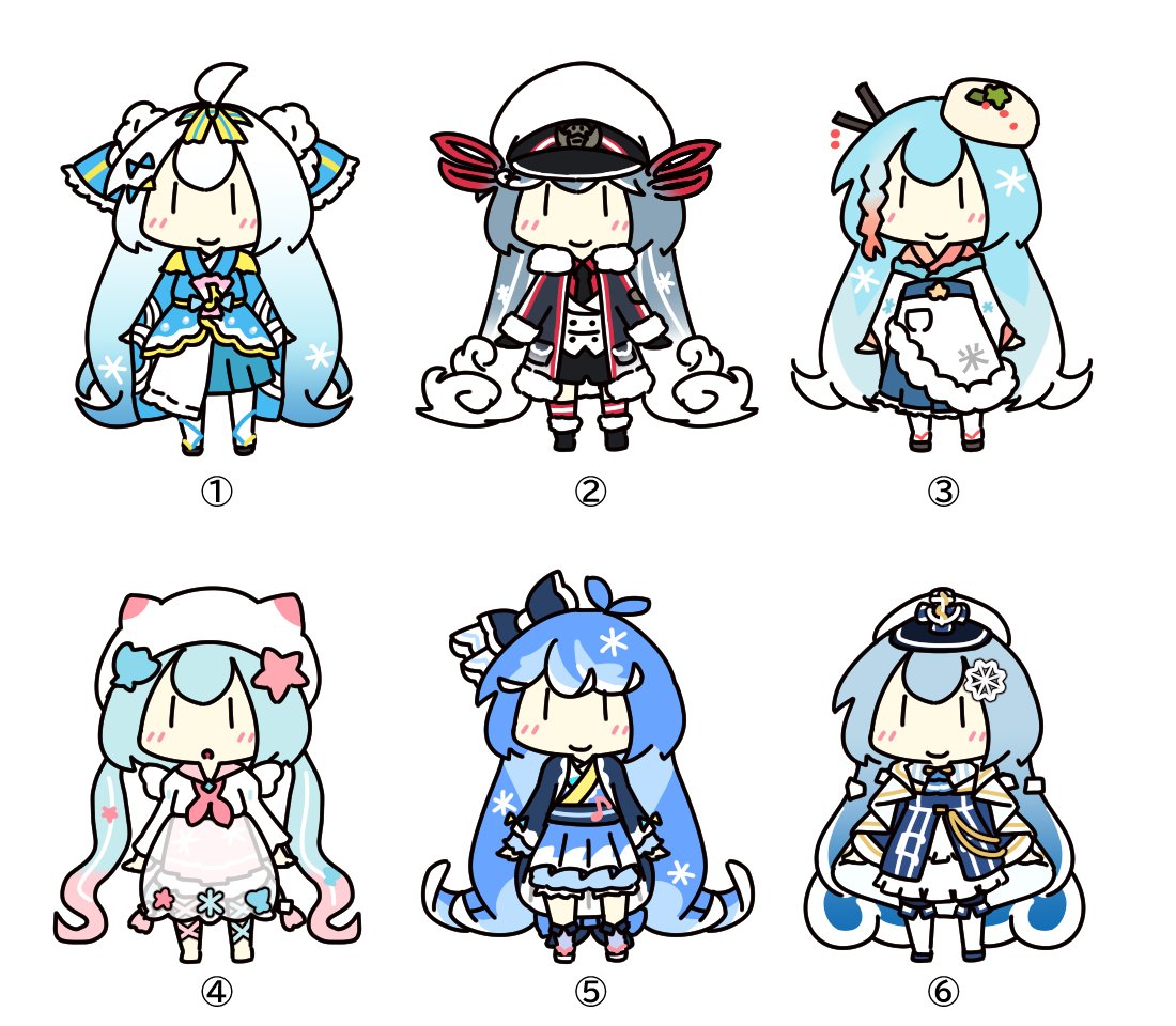 初音ミク ,雪ミク 「今日は雪ミクの時間なので、過去の雪ミク候補生についておさらいしておきましょう。 」|とーいのイラスト