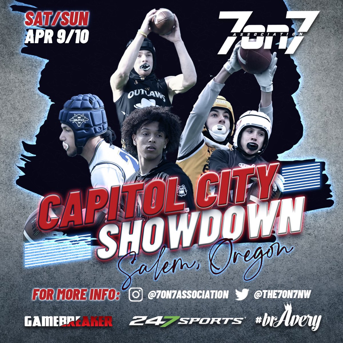 The7on7NW's tweet photo. Oregon!!! Here we come!!! April 9th and 10th down in Salem, OR, the 7on7 Association is excited to announce the Capitol City Showdown!!! Teams from CA, WA, OR, & ID! The talent level is going to be ELITE! Canβt wait!
-
-
-
#CapitolCityShowdown #AssociationVSEverybody #7on7 https://t.co/oSAqBGHZbn
