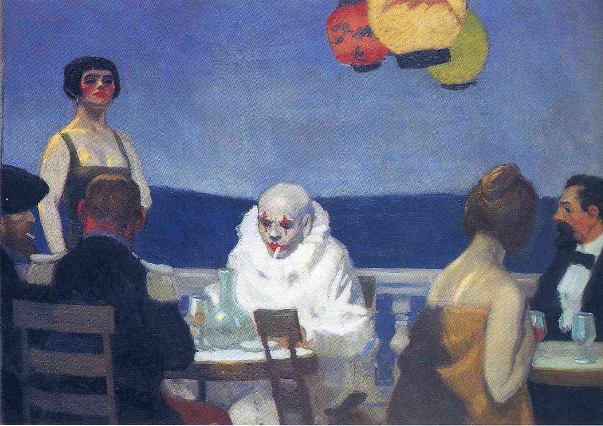 louisartbot's tweet photo. "Should be laughing but there's something wrong" – Louis Tomlinson

Blue night, 1914 (fragment) – Edward Hopper https://t.co/vIR1wLtuqf