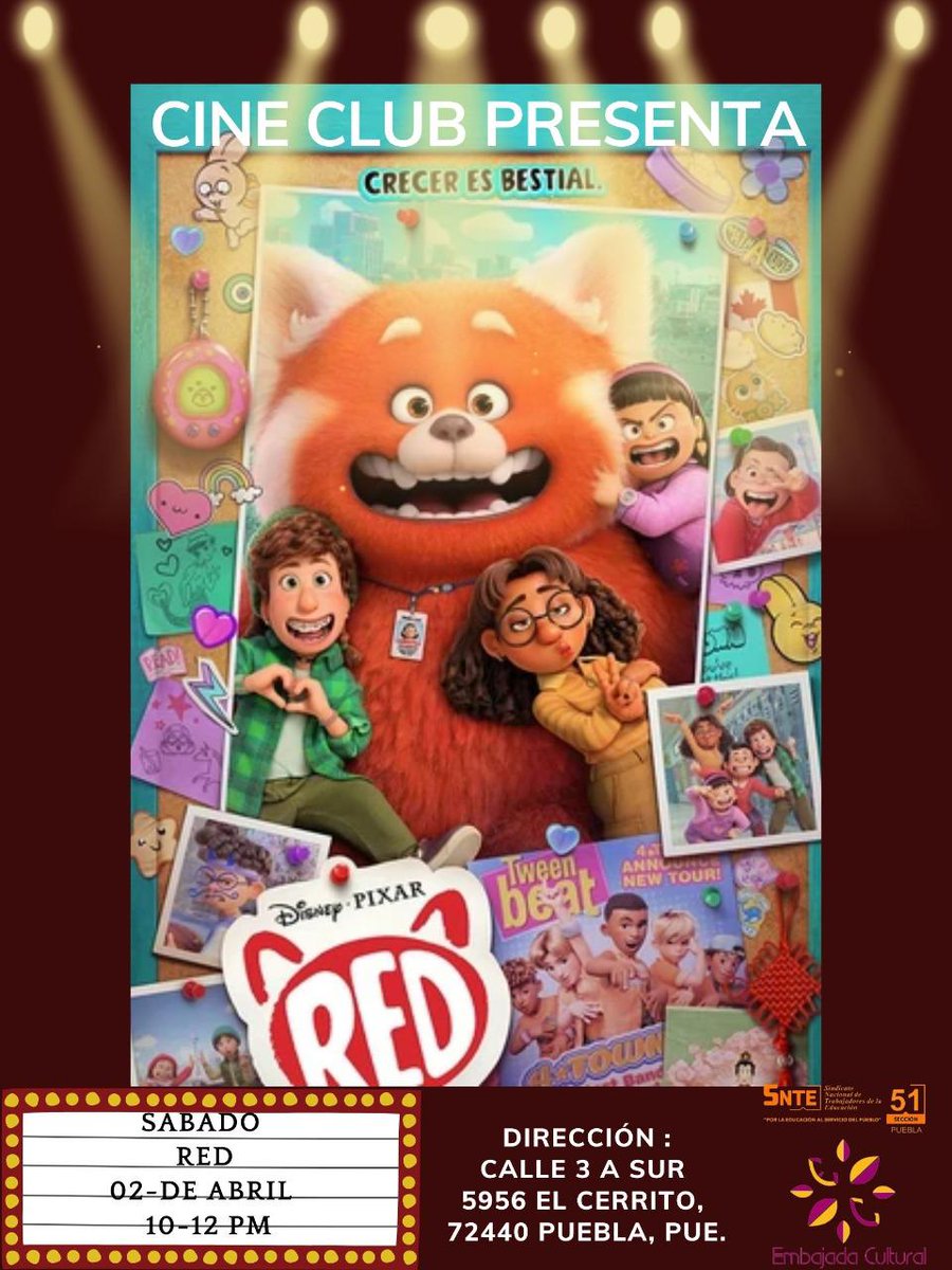 EmbajadaCSNTE51's tweet photo. 🎬CINE EN LA EMBAJADA CULTURAL🎬
El sábado 2 de abril a las 10 a.m.  presentaremos "RED" en nuestro #cineclub 
ENTRADA LIBRE
INFORMES en el  2221911375
¡TE ESPERAMOS!
3 A SUR 5956  Col. El cerrito
#EmbajadaCultural #cinedearte  #SNTE51 #embajadaculturalsnte51 https://t.co/0toqonePbv