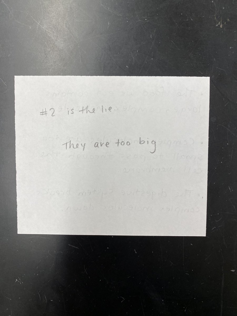 MissFancyU's tweet photo. Did a spin of the ‘2Truths&amp;1Lie’ activity in #SBI3U as a way to review the digestive system! Students developed the questions in groups (each assigned a different lesson) and they were placed around the room. Then, students went around to test their knowledge! 🧠 📚 https://t.co/KSbi7rG1lE