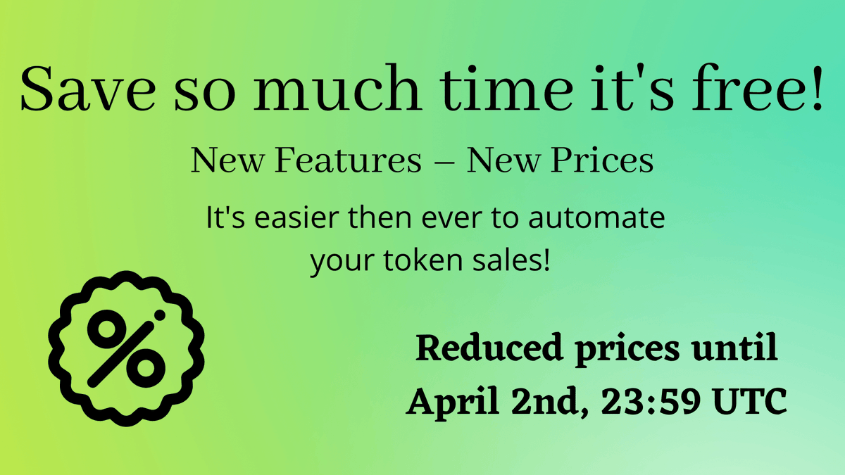 Do you want to automate your Token Sales and provide a fantastic user experience to your customers? 

We added tons of new features that will make Radix Kickstart basically free because you save so much time!

Discounted prices only until April 2nd 23:59 UTC.