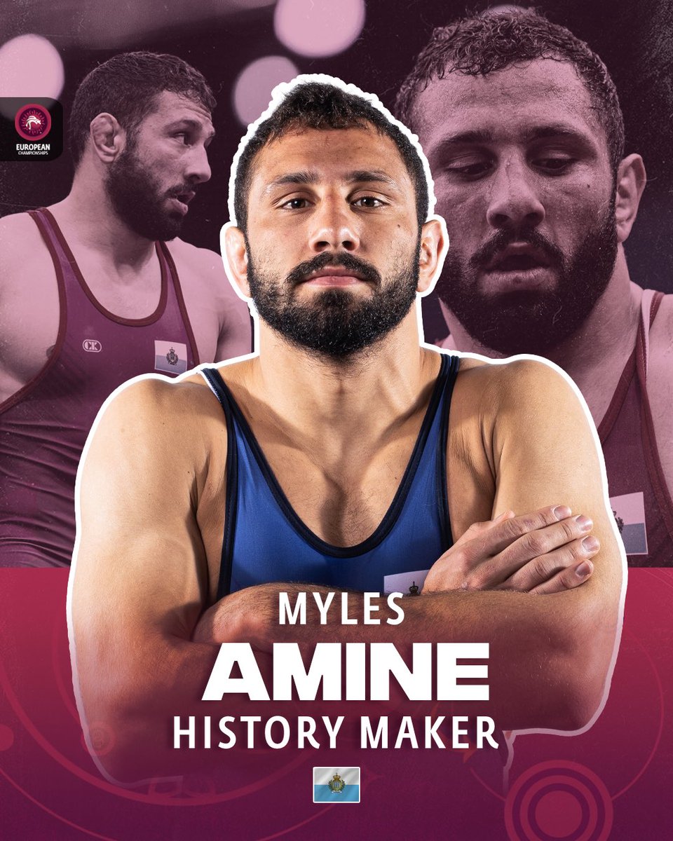 HISTORY MADE! 

Myles AMINE 🇸🇲 became the first wrestler from San Marino 🇸🇲 to win a European title. #WrestleBudapest
