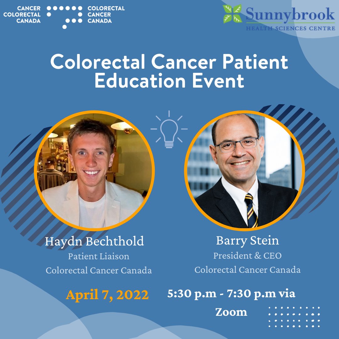coloncanada's tweet photo. The Odette Cancer Centre is offering an online #colorectalcancer patient education event as part of the Florence Winberg Education Series.
If you would like to join the event, please register by emailing patienteducation@sunnybrook.ca.
For more info: https://t.co/sc6bMnimnv https://t.co/JbtCTtCHkM