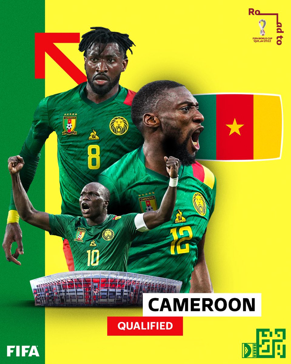 ActuQuo's tweet photo. Les lions Indomptables du Cameroun se sont qualifiés pour la Coupe du Monde #Qatar2022 en venant à bout de l'équipe nationale Algérienne 2 à 1. https://t.co/TIR7z1cSMG