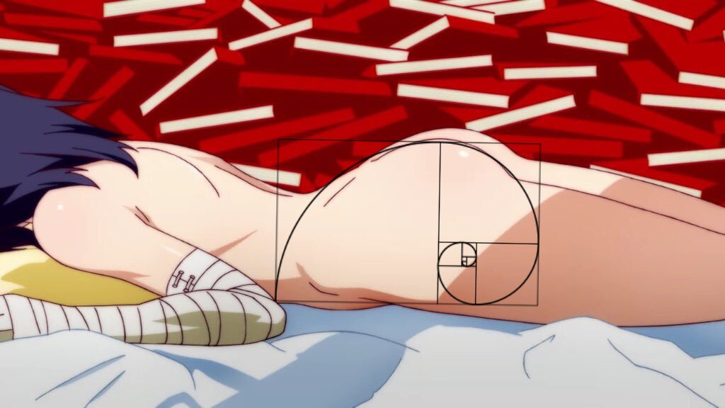 Keiitel's tweet photo. Los culos en Monogatari son sencillamente perfectos. No solo son culos completamente proporcionales con el cuerpo y pechos de los personajes, sino que atienden perfectamente a la sucesión de Fibonacci. Lo que los hace perfectamente naturales e insuperables. https://t.co/ov7kQusFXW