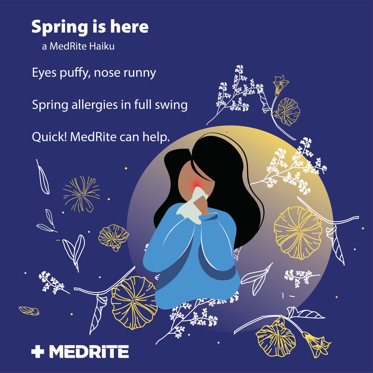 MedRite's tweet photo. Hump Day Haikus are back! Unfortunately, so is allergy season. 

#Medrite #urgentcare #healthcare #savetimefeelbetter #STFB #allergyseason #haiku #newyork #florida #Connecticut #newjersey https://t.co/71Cdj5ifWQ