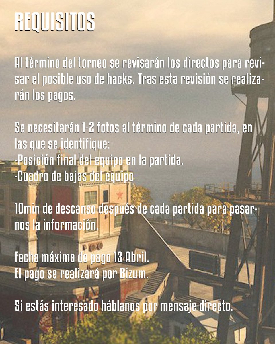 💣!¡! TORNEO DE WARZONE EN ESCUADRONES¡!¡💣
Teníamos ganas de anunciarlo y aquí lo tenemos, torneo con tus colegas, con premios en metálico y con buena gente que es lo importante.
Os dejamos toda la info en las publicaciones.
Si os atrevéis a ir a por el premio gordo MD😉