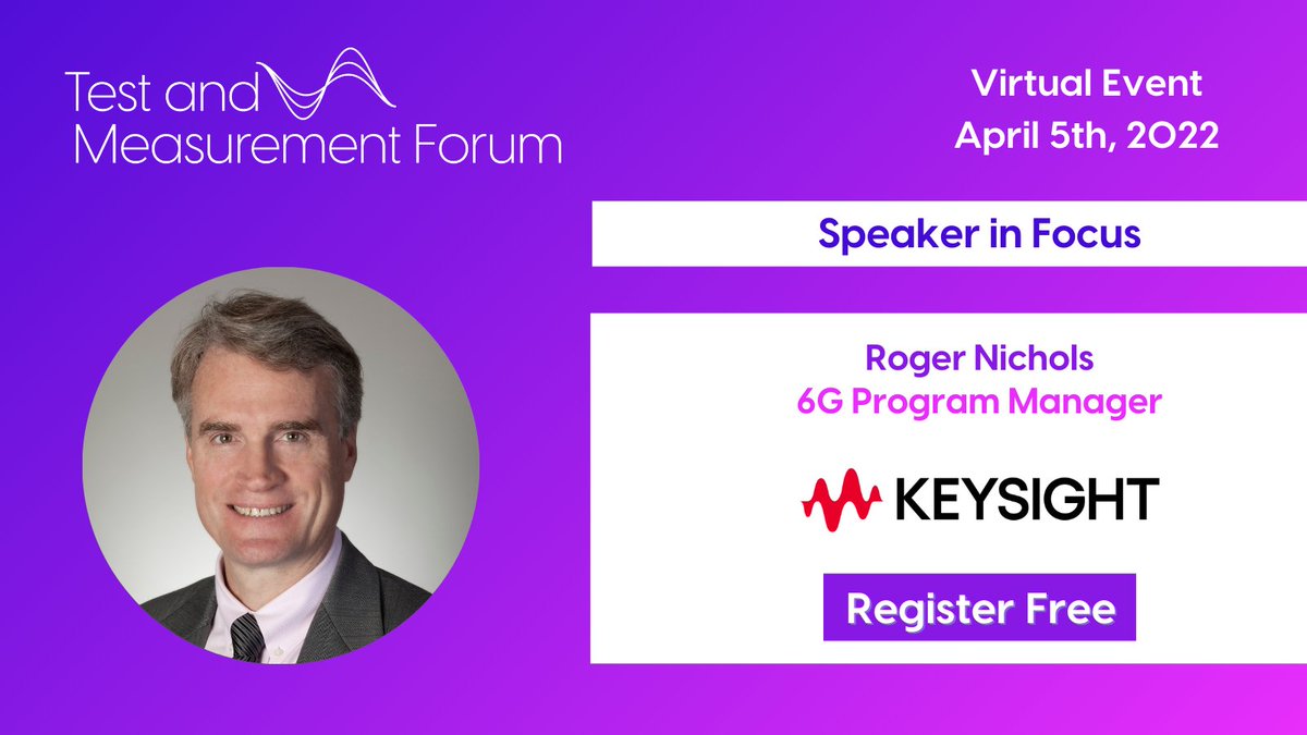 rcrwirelessnews's tweet photo. 📢 New #TestMeasure22 (April 5, 2022) speaker announced: Roger Nichols, Manager, Marketing (Mobile Broadband Operations), @Keysight.
To attend the conference, secure your free ticket now https://t.co/mvkpaU2IMA🙌 https://t.co/UKCJJincr2