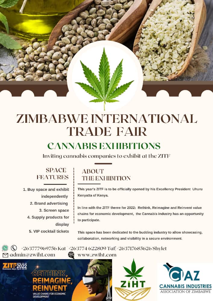 zwiht's tweet photo. Cannabis stole the show at the Zimbabwe International Trade Fair last year, with the Zimbabwe Industrial Hemp Trust going home with a silver award. 
We are expecting more this year, with President Uhuru Kenyatta doing official opening of ZITF 2022, 26-30. 
See you there! https://t.co/tQfVooCR2U