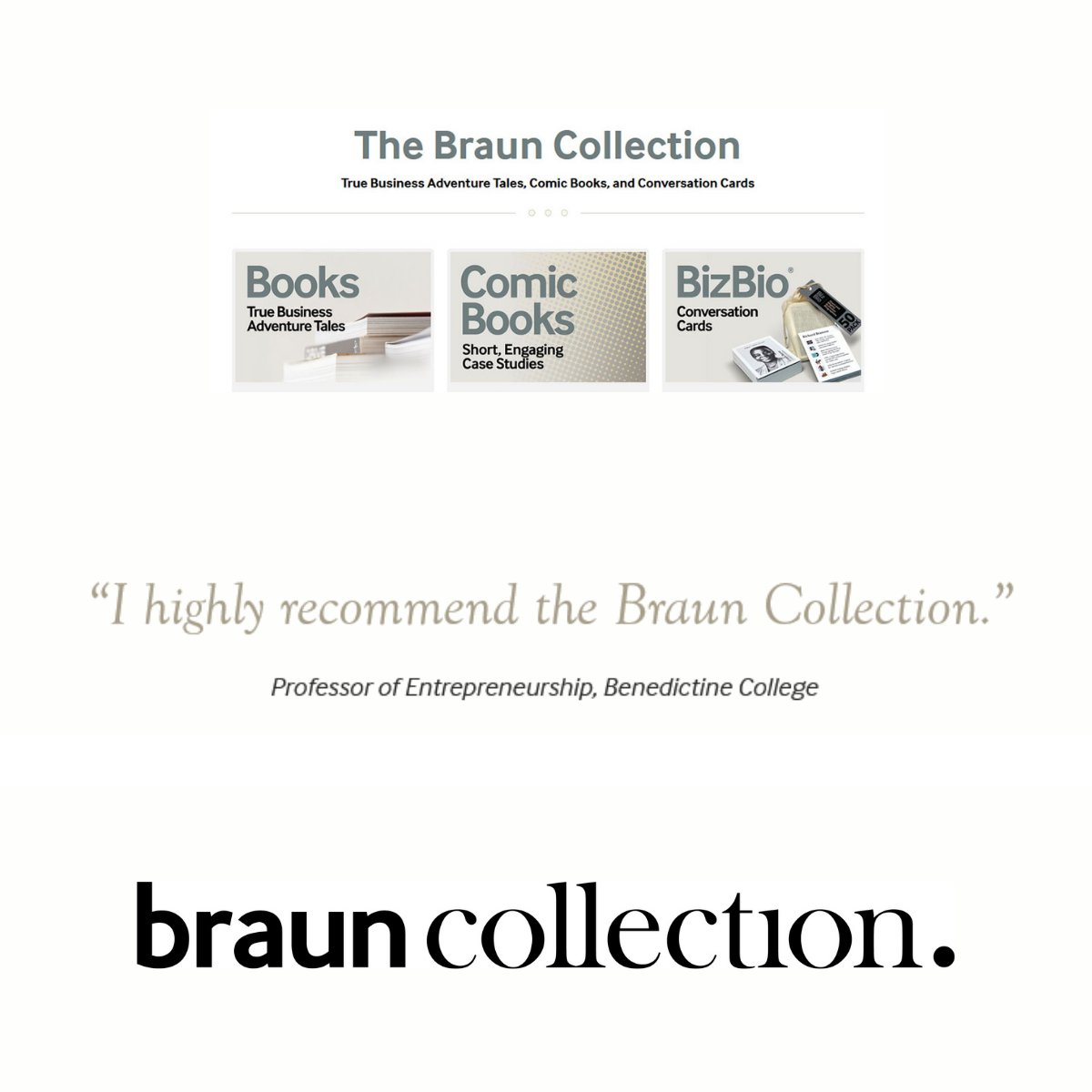 BraunInk's tweet photo. The #BraunCollection is a growing suite of True Business Adventure Tales, comic books, and conversation cards that intimately acquaint business enthusiasts with leaders across industries and geographies. https://t.co/UrJSgS4fgi #businessprofessors https://t.co/NNNrem4vLE