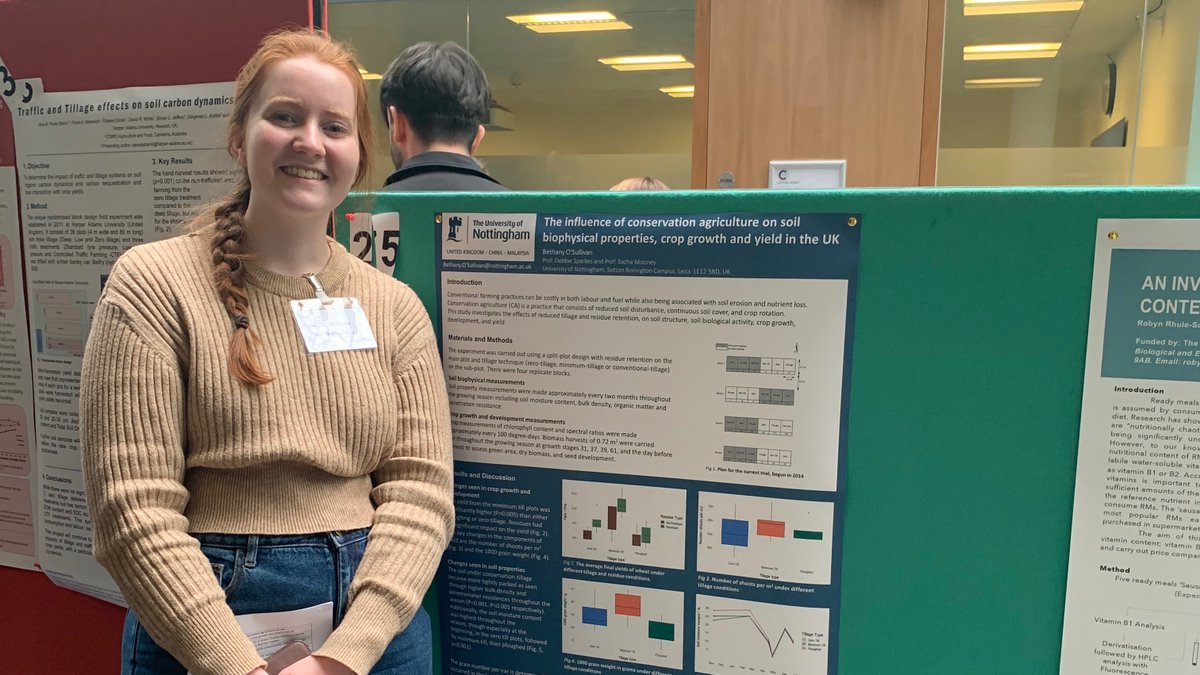 DebbieSparkes's tweet photo. Good representation for @uonbiosciences at the #ACFP student forum today. @ltillier97 talking about canopy architecture in sugar beet while @AnnieKBuckley and @BethROSullivan presented posters on physiological effect of fungicides and conservation agriculture. @UoN_Beet_team https://t.co/NFjH4PPYuz