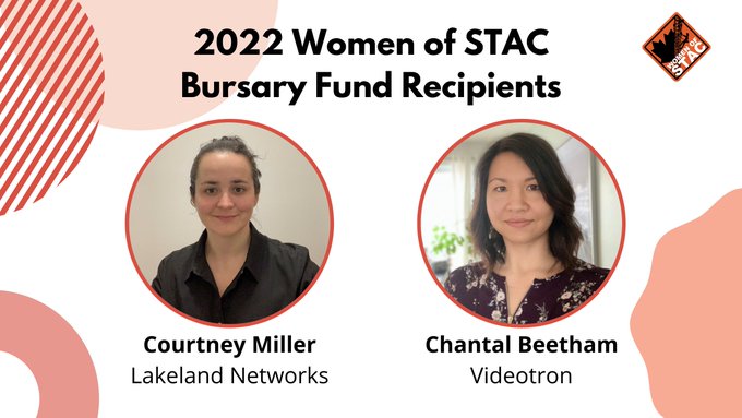LakelandNetwork's tweet image. Proud to announce that Courtney Miller of @LakelandNetwork is one of two women selected  as this year’s Women of STAC Bursary Fund Recipients!  This year&apos;s contributors: @CWTAwireless @VarconInc @WSPCanada #WomenInTelecoms #STAC2022 #Muskoka #CongratsCourtney
