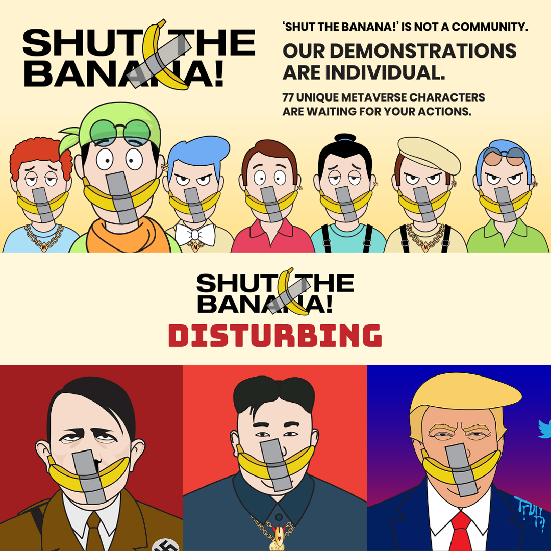Shutthebanana! &amp; Shut the banana! Disturbing
<a href="/opensea/">OpenSea</a> 

linktr.ee/MartianBee

#opensea #OpenSeaNFT #NFTs #NFTCollection