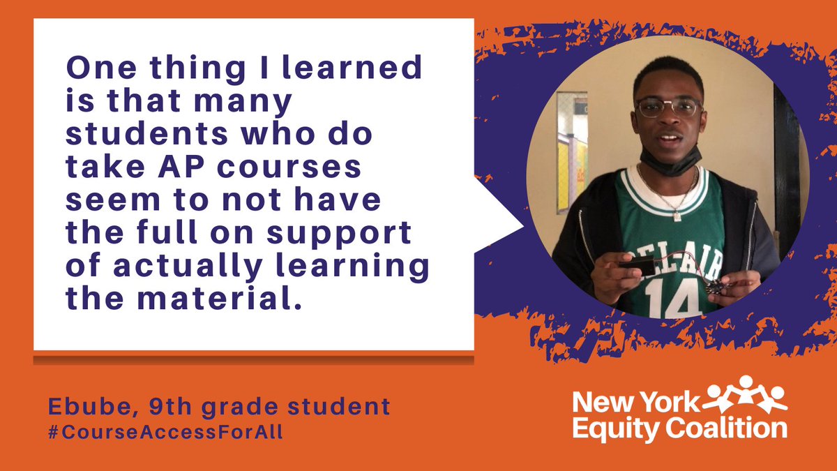 EdTrustNY's tweet photo. How can schools support students in accessing advanced courses? 

Hear what solutions and ideas students have to ensure ALL students in New York State have the opportunity to take advanced courses: https://t.co/FdXaiu0Cc0 #CourseAccessForAll #EdEquity https://t.co/962cvMSsCF