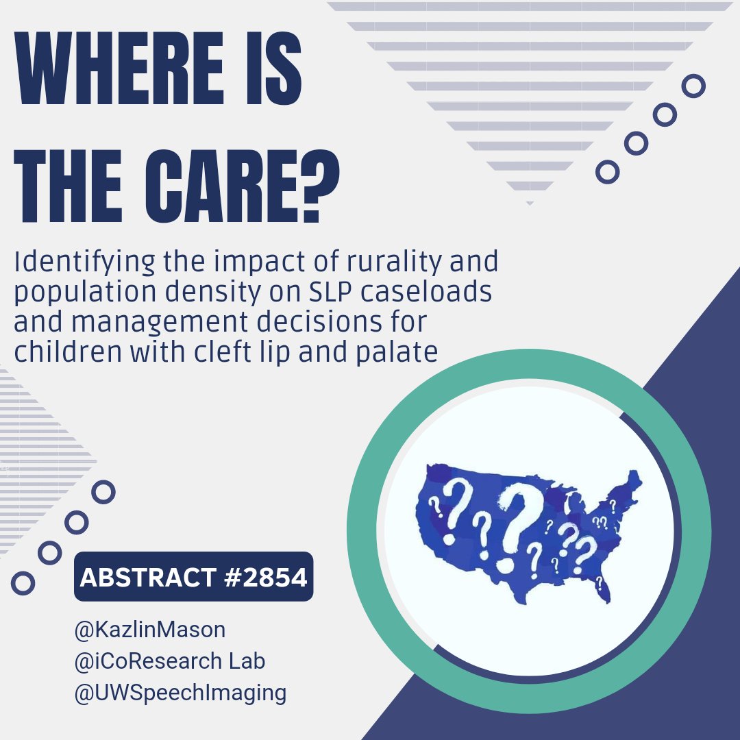 KazlinMason's tweet image. We have another great talk from collaborators at the UVA iCO Lab and UW Speech Imaging Lab! We&apos;ll be discussing the impact of rurality on resources and SLP decision-making when it comes to assessing children with #cleftpalate!
#slpeeps #ebpslp #ACPA2022
