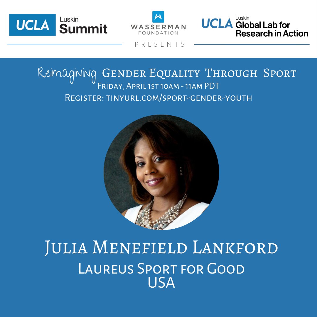 The third #FeaturedSpeaker for the #LuskinSummit, Julia Menefield Lankford!

@JuliaMenefield is the director of operations at @Laureus_USA and will be discussing the need to invest more heavily into black and latinx led organizations in the U.S.

#YouthEngagement #S4D