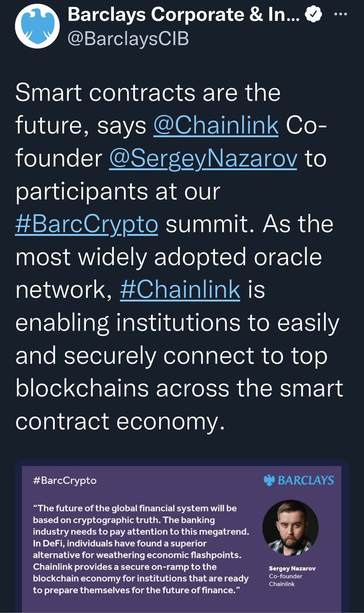SooperInvestor's tweet photo. Bank of America, Citibank, SWIFT payment, and Barclay all know Chainlink and respect the innovation coming. Link marines, you ready? Retweet and share with our dog coin holders out there 🐸😎 #chainlink #link $Link #cryptocurrency https://t.co/AZijCxPayM