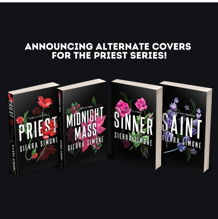 CautionUnstable's tweet photo. @TheSierraSimone has decided to give us alternative covers for the entire PRIEST series!! Check out how stunningly beautiful they are!! 

ALL are available to purchase TODAY!! Make sure to add these beauties to your shelf!!
https://t.co/jadNeORjqM https://t.co/XOUI9aK2Fh