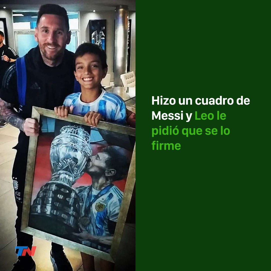 todonoticias's tweet photo. Un niño hizo un cuadro de Messi y se llevó la sorpresa de su vida: Leo le pidió que se lo firme https://t.co/NFgTvn92wr https://t.co/lhy7OkyavB