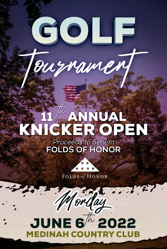 KnickerOpen's tweet photo. Save the date! The 11th Annual Knicker Open charities golf event  will be held:

🗓 Monday, June 6th, 2022

📍Medinah Country Club

 This year’s beneficiary will be @FoldsofHonor! We can’t wait to see you on the course! https://t.co/4eotx43RpP