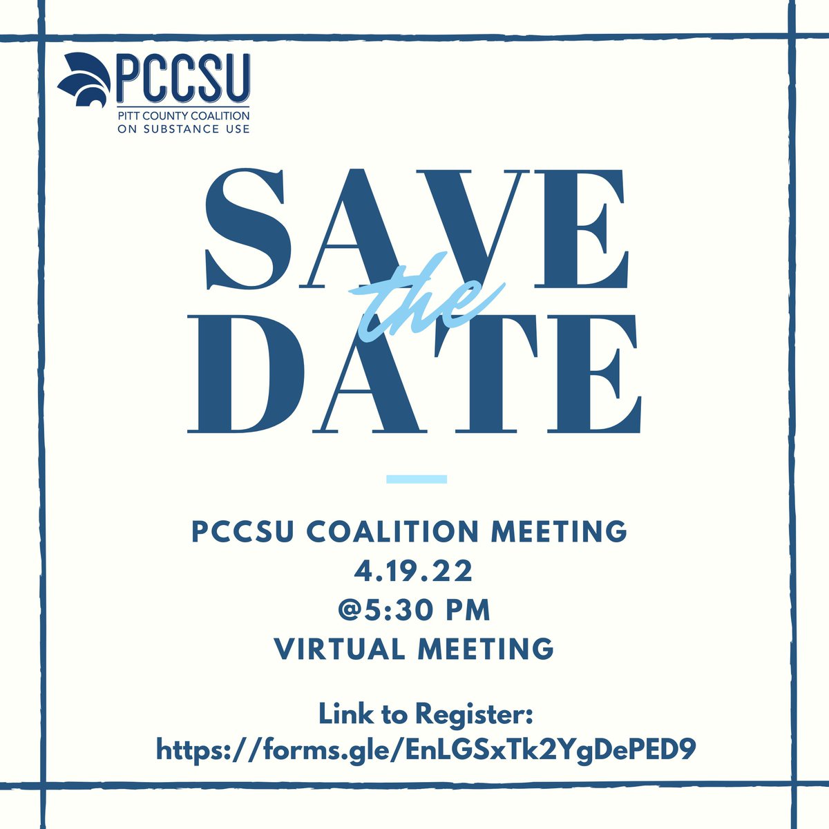 The next PCCSU Coalition Meeting will be April 19th, 2022 at 5:30pm on Zoom. After registering a link will be sent via email prior to the meeting time with a link to the virtual meeting room!
Register here: forms.gle/e6tNH9fw6G9w29…