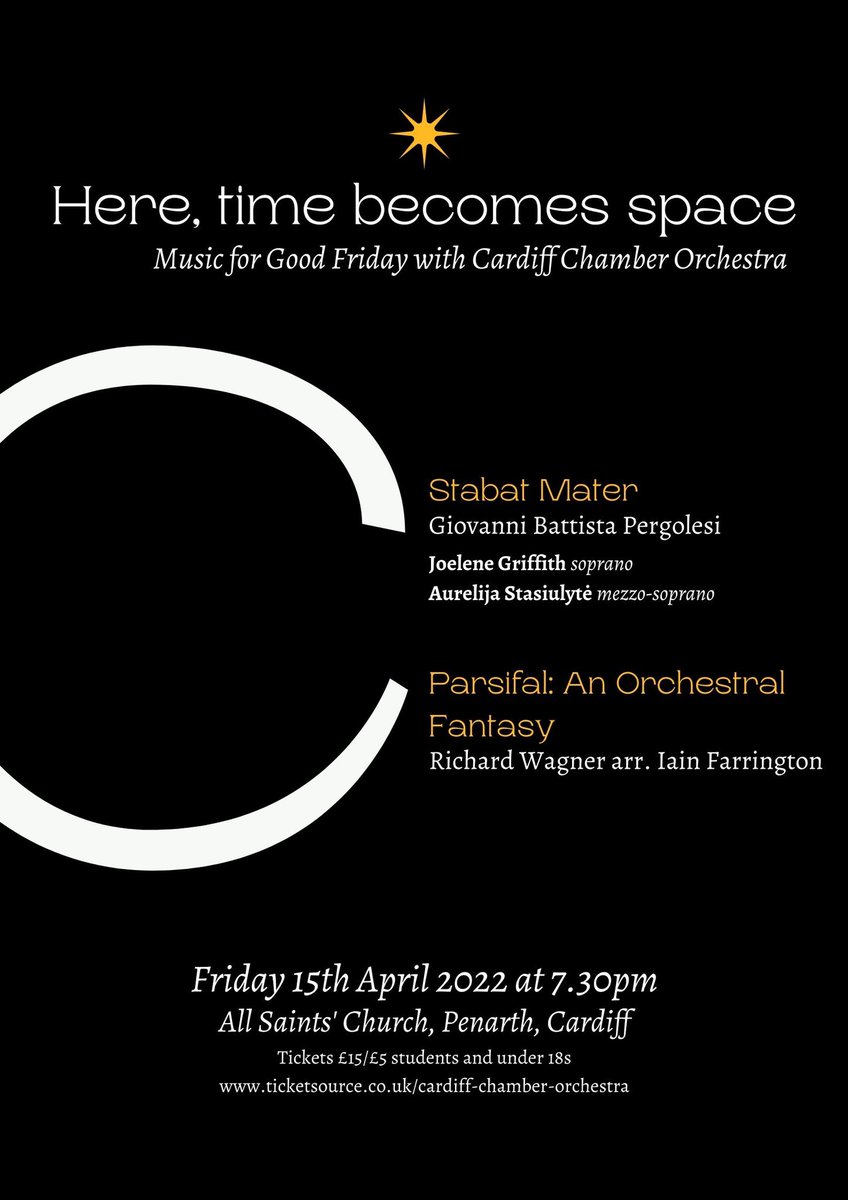 Whilst I am sad to say goodbye to our originally planned Vaughan Williams and Schoenberg, I am excited to revisit Pergolesi’s beautiful Stabat Mater with <a href="/ChamberCardiff/">Cardiff Chamber Orchestra</a>. Not to mention that this concert will probably be the closest I will ever get to conducting Parsifal.