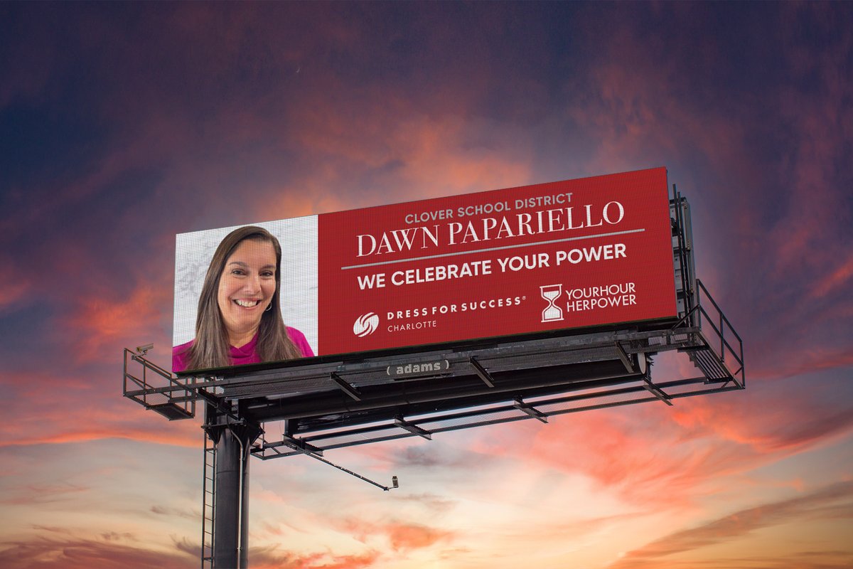 dfscharlotte's tweet photo. We love seeing Dawn Papariello, Dress for Success Ambassador on her very own billboard on the last day of #YourHorHerPower! Show your support & give an hour of YOUR power today. https://t.co/pxfLUtlrBt #WomenWhoLead #WomensHistoryMonth #31DaysofWomeninPower #CLTWomenWhoLead https://t.co/U1i2ZjSzVC