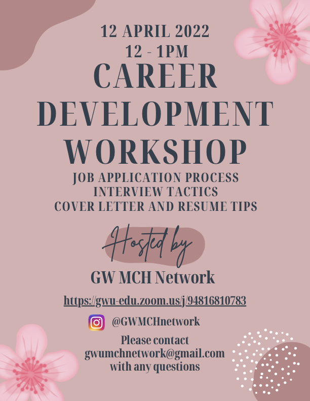 GW_MCH's tweet photo. Many of us are looking for work and want to gain the skills necessary to stand out to potential employers.
For more information and to register, please check your email or send us a DM!
#job #interview #resume #coverletter #jobskills 
@gwsphcareers @gwpublichealth @gwtweets https://t.co/EGzg8HoN7Z