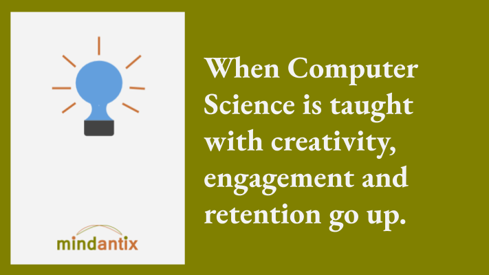 According to MIT Prof Mitchel Resnick, goal of #21stCenturyLearning should be to build creative thinking skills. When creativity is integrated in computer science courses, student engagement and retention is higher. #computerScience #creativity <a href="/pronitam/">Pronita Mehrotra</a> 
blog.mindantix.com/2016/12/revita…