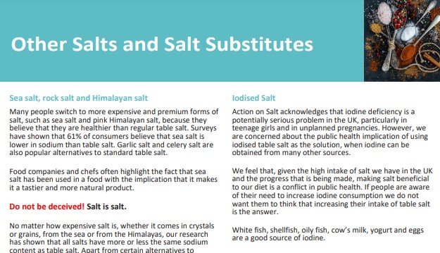MyNutriWeb's tweet photo. What about other salts like pink Himalayan salt, sea salt or garlic salt❓ 

🔖 🔖 Check out this great factsheet from @actiononsalt on Other Salts &amp; Alternatives👉🏽 https://t.co/N4w2GZm2si

#MyNutriKitchen #DASHRecipes https://t.co/ZWmwmvYMV0