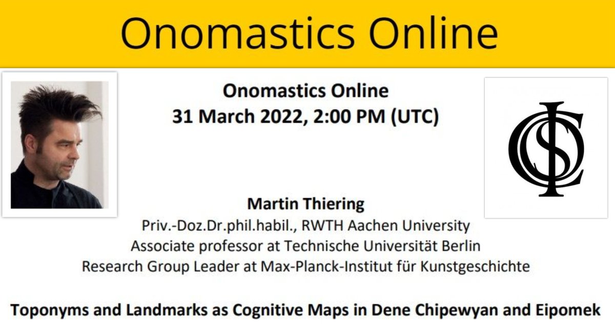 eug1979's tweet photo. e-Onomastics: #Toponyms and #Landmarks as #Cognitive #Maps in #Dene #Chipewyan and #Eipomek https://t.co/ibOgv7nM1k TOMORROW!!! https://t.co/rqF3oEnnsK