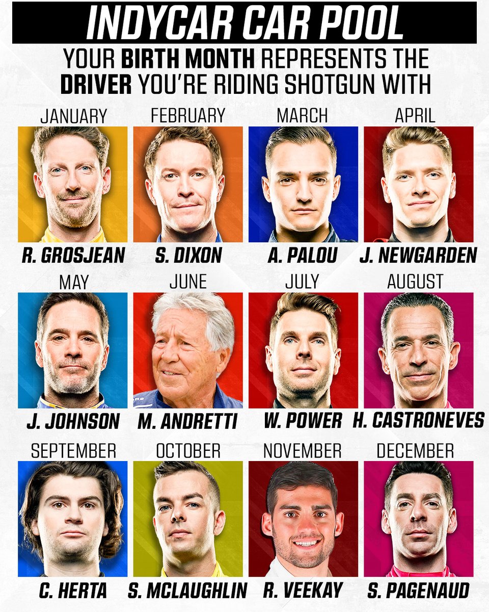 IndyCaronNBC's tweet photo. Who would you most want to ride around with? 📅 https://t.co/nXUeoJn8Qy