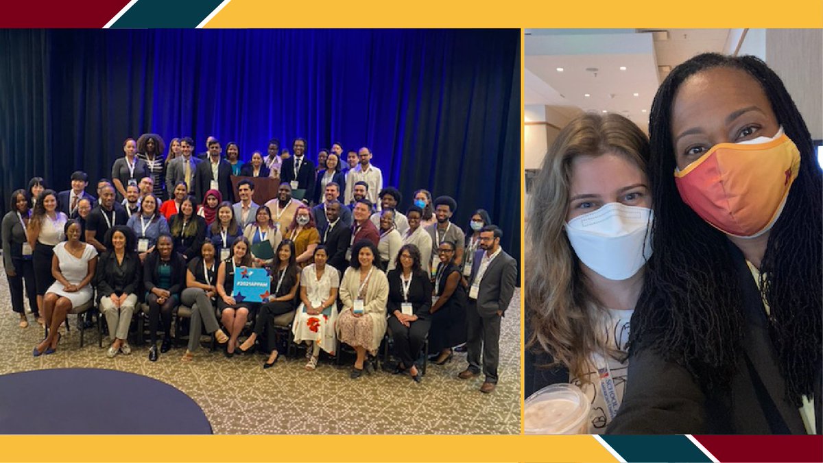 HHHSchool's tweet photo. Dean Botchwey and Humphrey School faculty and students had a great time at the APPAM Fall Conference, learning about research that is being done to advance the common good in our diverse world! #2021APPAM https://t.co/41k6vzK7Ba