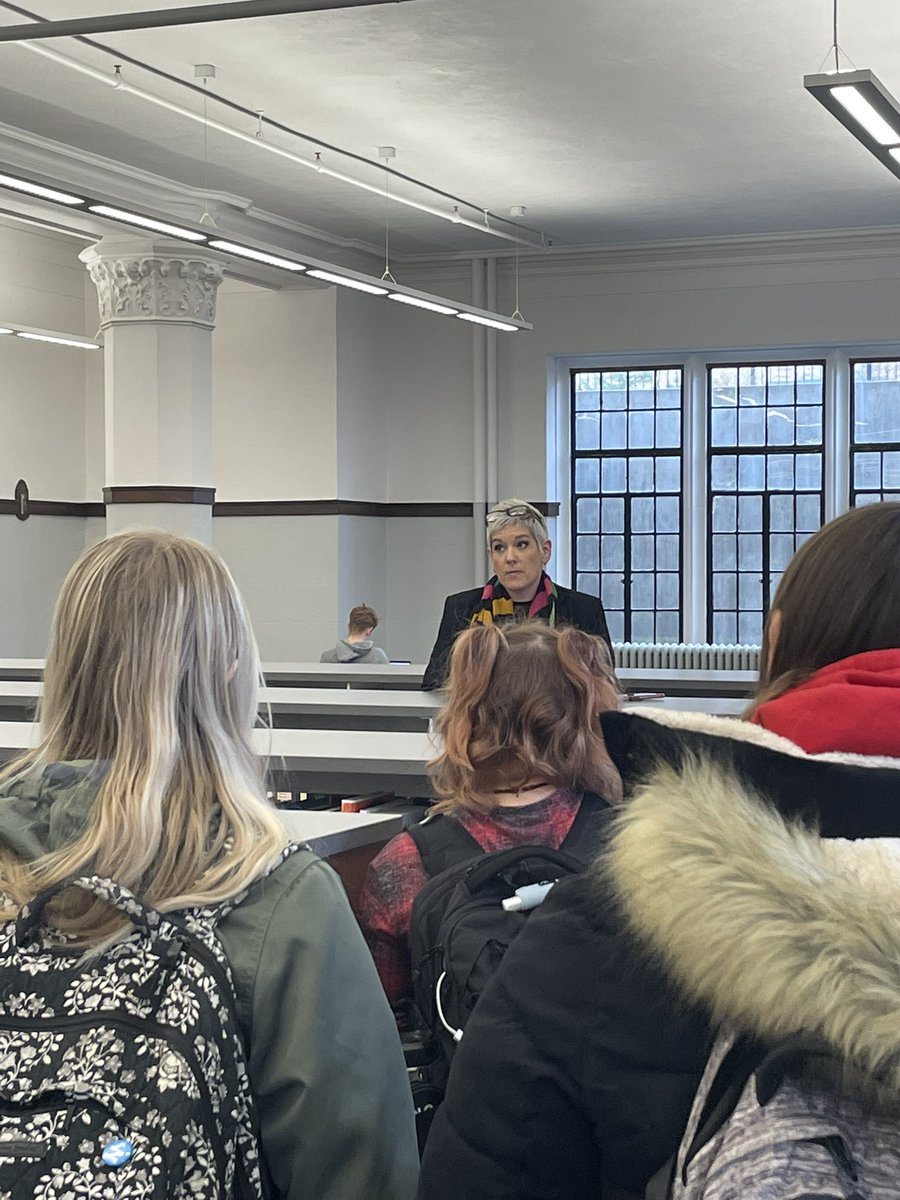 tonniemartinez's tweet photo. Dr. Melia Fritch of @kstatelibraries gives our Teaching in a Multicultural Society @ksuedcats a tour of the Dow Center and other educational assets. https://t.co/rOJ2el8ROS