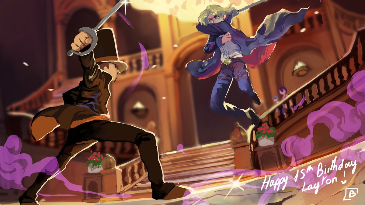 Happy birthday Layton ! Finally finished a big piece for #Layton15th 
Layton is my all time favorite game series , and I’m so proud to be a member of the fandom ♥️✨ my first game was Diabolical box , and I fell in love with the story, the characters, everything ♥️