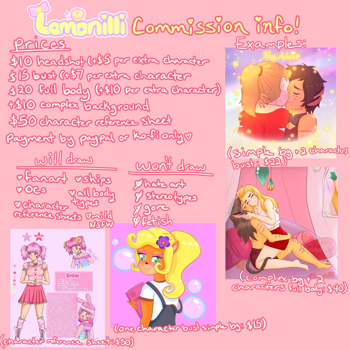lemonilli's tweet image. Commissions are open! Direct message me if you’re interested. I know I mostly post  spop/Catradora but I’ll draw anything 💛
 #commissionsopen #commissions #spop