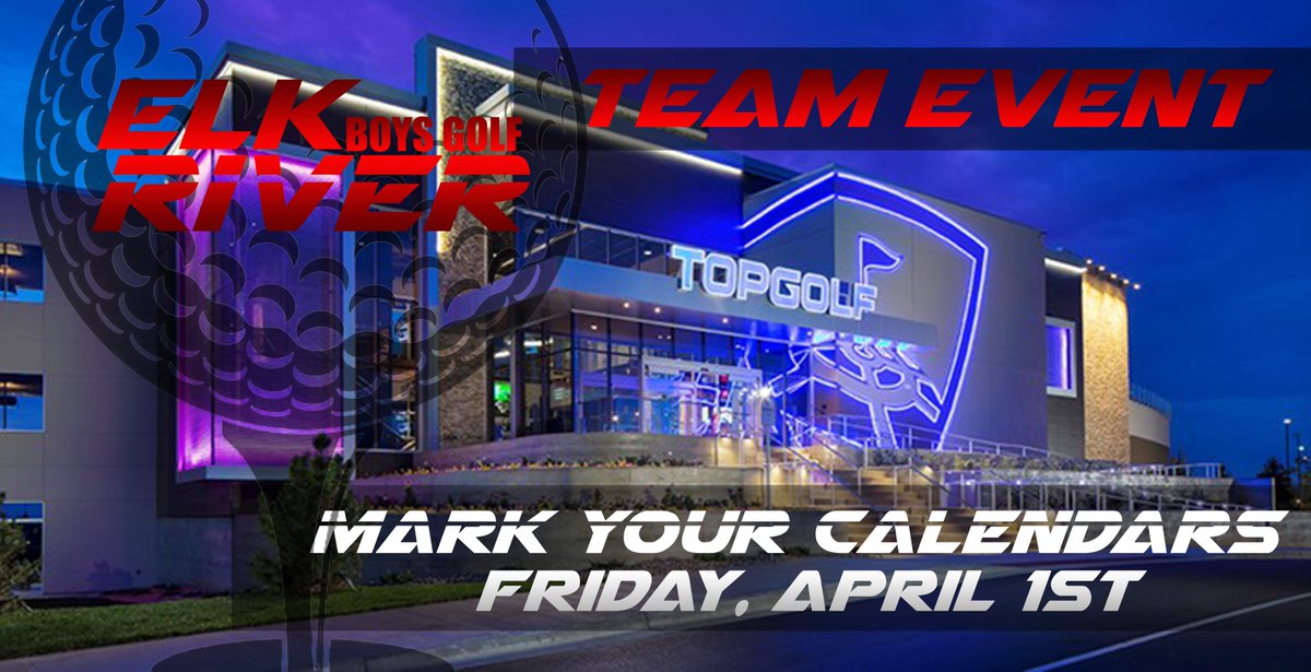 Elk River Boys Golf (@erboysgolf) on Twitter photo Parents, don't forget, this Friday!
It should be a great evening <a href="/Topgolf/">Topgolf</a>, hosted by the EFF, for all 33 young men trying out for <a href="/ERBoysGolf/">Elk River Boys Golf</a> and a great way for them to get to know the new coaches <a href="/MisterDoimer/">EnglishDoimer</a> <a href="/Robbstefan10/">Robb Osterman</a> as well as our veterans @fkritter11r <a href="/DaveChristens14/">Dave Christensen</a> Parents, don't forget, this Friday!
It should be a great evening <a href="/Topgolf/">Topgolf</a>, hosted by the EFF, for all 33 young men trying out for <a href="/ERBoysGolf/">Elk River Boys Golf</a> and a great way for them to get to know the new coaches <a href="/MisterDoimer/">EnglishDoimer</a> <a href="/Robbstefan10/">Robb Osterman</a> as well as our veterans @fkritter11r <a href="/DaveChristens14/">Dave Christensen</a>
