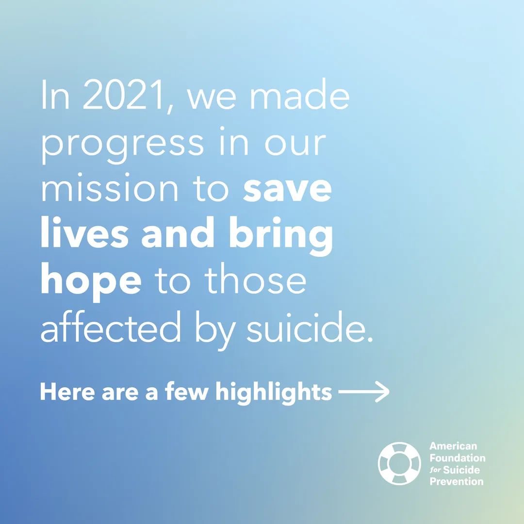 afspde's tweet image. As we journey through another year, it is important that we look back to see all we’ve accomplished in the midst of such unique challenges. Our annual report tells an inspiring story of how staff, volunteers, and partners came together to make a difference annual2021.afsp.org