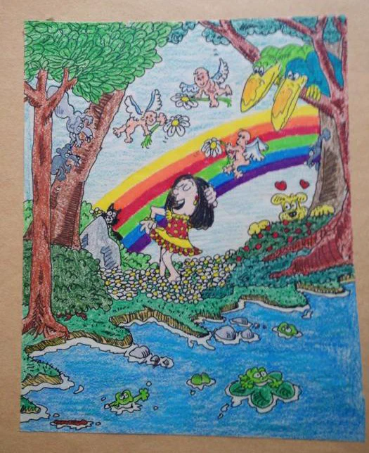 some of my art from when I was 6, 10, 15 and 17 years old. I guess I have always liked red. 
