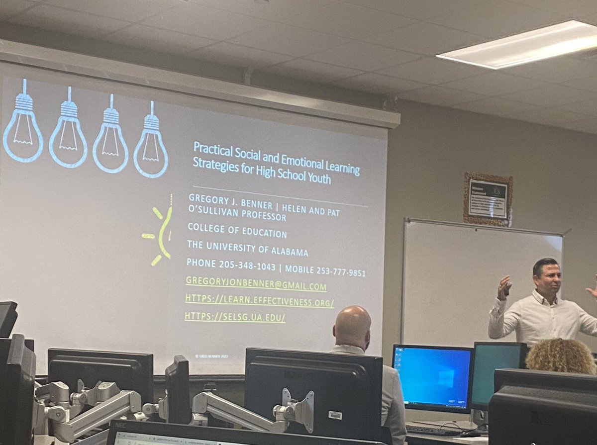AngeeB's tweet photo. Privilege to have @GJBenner to deliver Social-Emotional Learning professional development @TCTATuscaloosa. Very useful strategies were shared w/our faculty. (SEL also goes hand-in-hand w/career development as it also hones employability traits and skills). #simulatedworkplace https://t.co/FFkznSCu7C