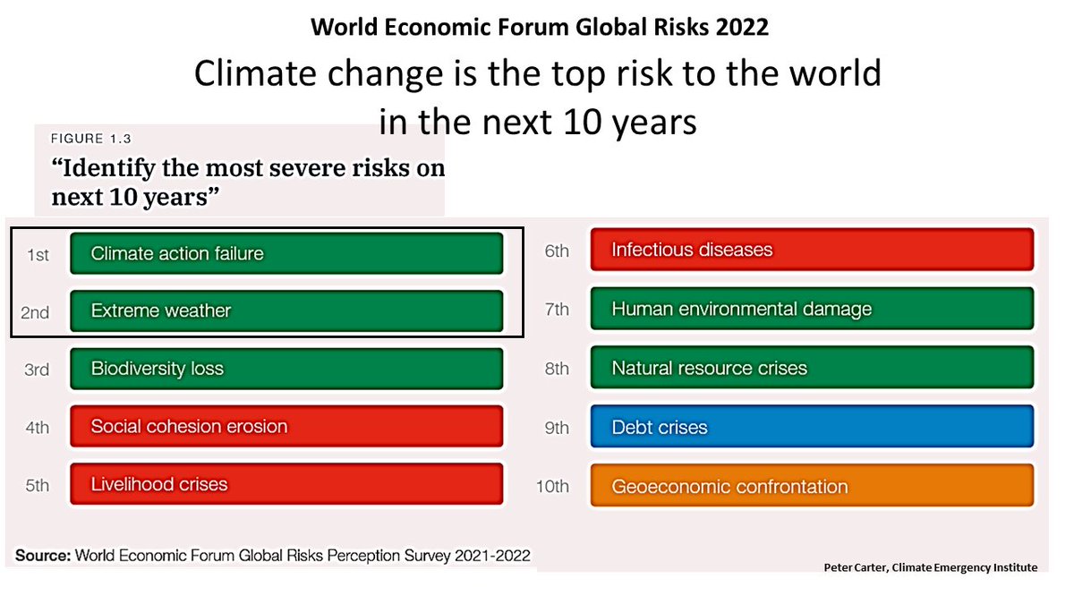 CLIMATE CHANGE TOP WORLD RISK  Climate is the top risk (for next 10 years) from World Economic Forum 2022   #climate weforum.org/reports/global…