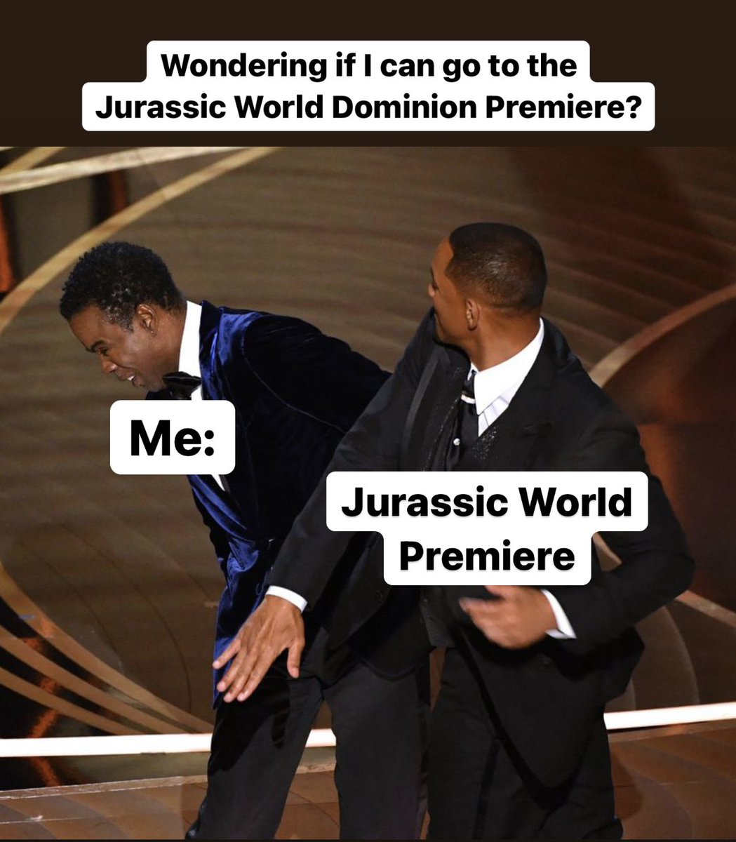 I guess that's a no?..
#JurassicWorldDominion #JurassicWorld #JurassicPark #Premiere #dinosaur #WilllSmith #chrisrock #meme @colintrevorrow <a href="/JurassicWorld/">Jurassic World</a> <a href="/prattprattpratt/">Chris Pratt</a>