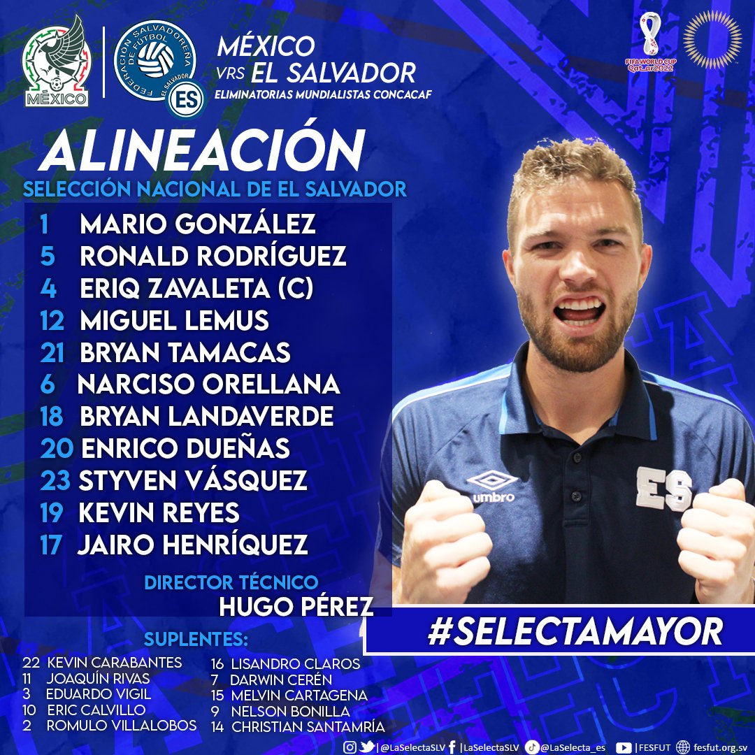 radioyskl's tweet photo. Alineaciones de #México y #ElSalvador
#OctagonalFinal https://t.co/qhTpkm5L1Z