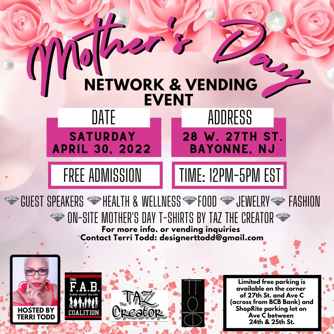 FABTTODD's tweet photo. If you live in or will be in the Bayonne area on April 30, come out and enjoy this event! We are going to have some great vendors and loads of fun! Please share! Thank you.😊 https://t.co/8SYBWRYZcT