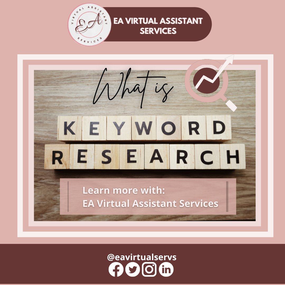 EAVirtualServs's tweet photo. What is 𝐊𝐄𝐘𝐖𝐎𝐑𝐃 𝐑𝐄𝐒𝐄𝐀𝐑𝐂𝐇? It's the process of determining which words and phrases your target audience uses to seek websites and answers to questions on search engines.👉 https://t.co/hXlGn85X2v

#eavirtualassistantservices
#searchengineoptimisation
#seoexpert
#seo https://t.co/YGGF0gyJPg